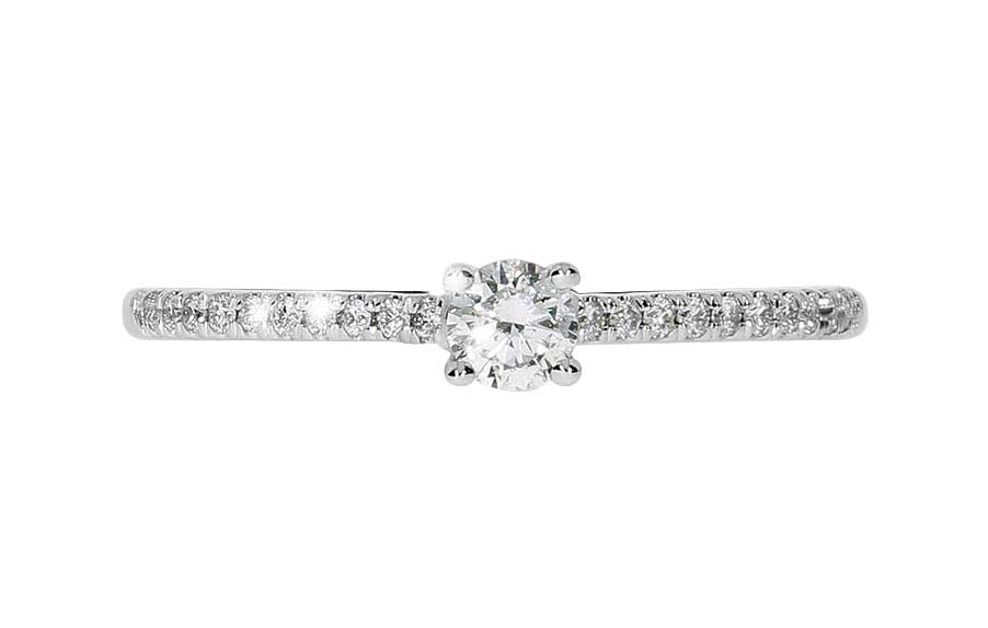 Alice diamantring i hvitt 585 gull TW/SI totalt 0,25 ct.
