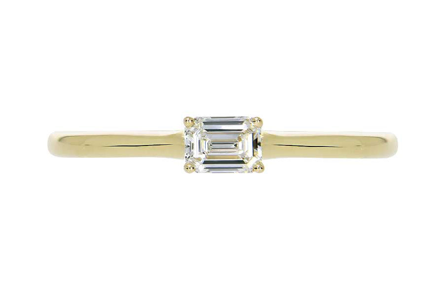 Dakota diamantring i gult 585 gull med smaragdslipt diamant TW/VS 0,25 ct.
