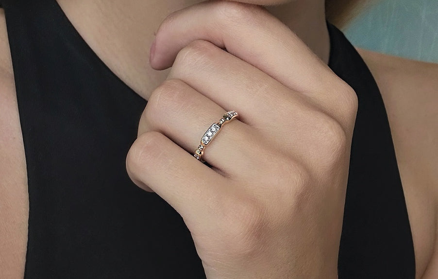 Hampton diamantring i gult 585 gull W/SI totalt 0,15 ct.