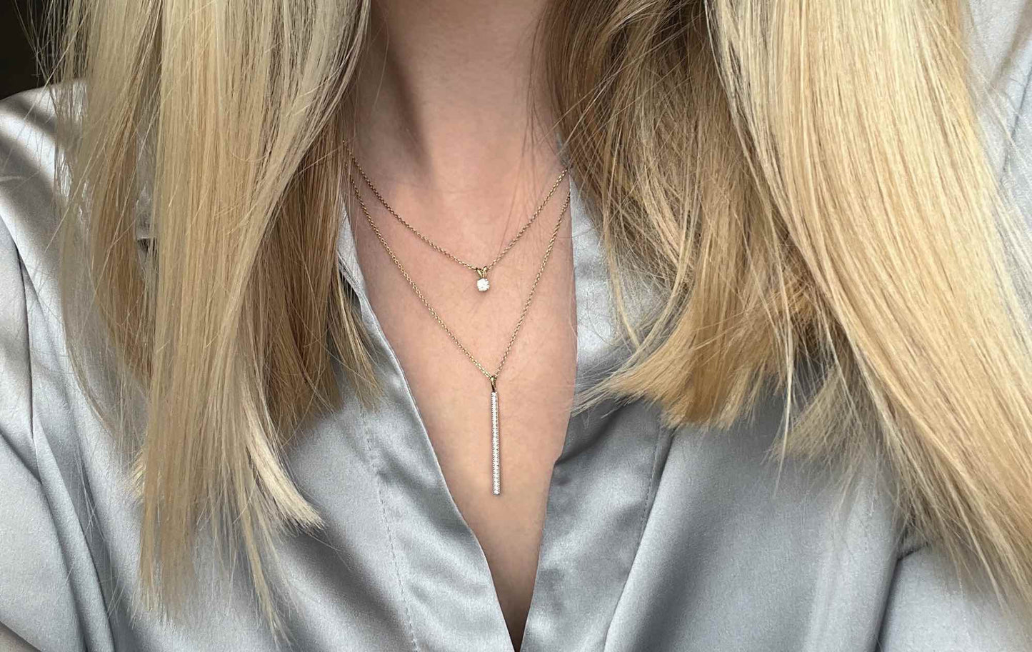 Enjoy anheng i hvitt 585 gull med diamant TW/SI 0,15 ct.