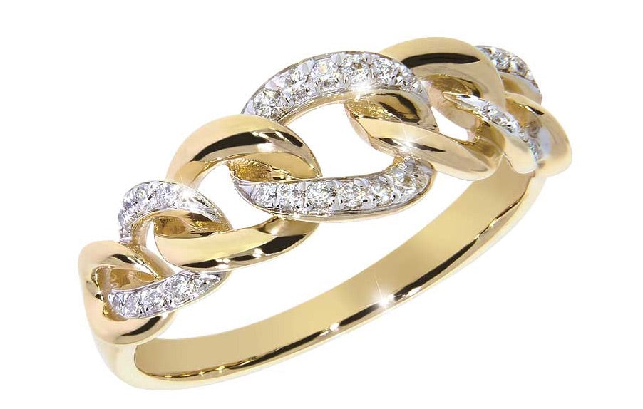 Modena diamantring i gult 585 gull TW/SI totalt 0,15.