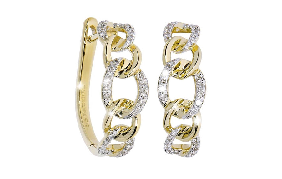 Modena øredobber i gult 585 gull med diamanter TW/SI totalt 0,25 ct.