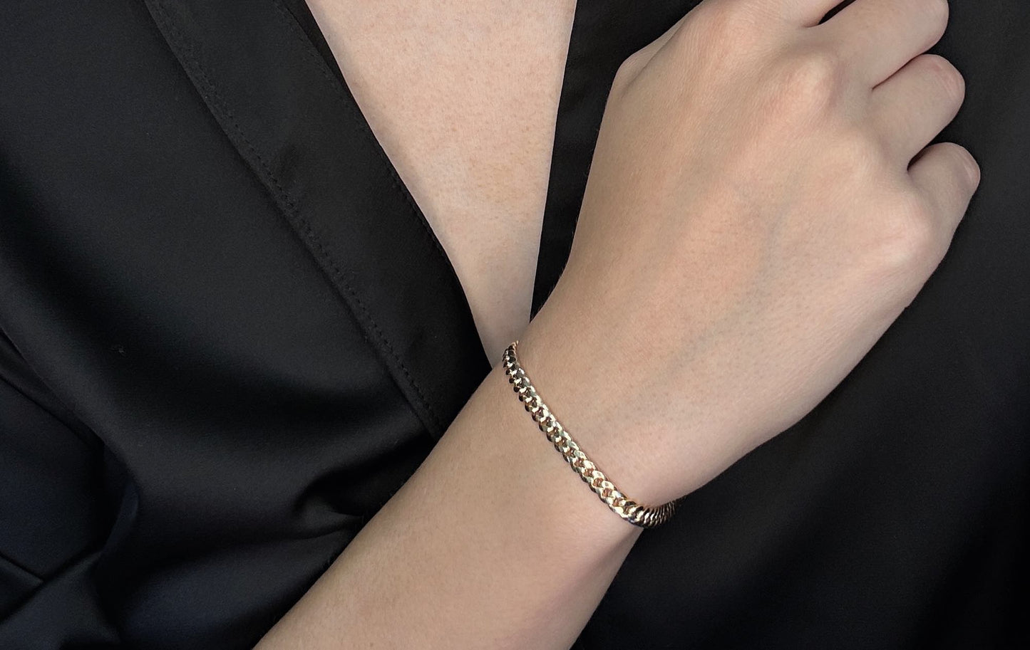 12,5 mm Panser Rund (hul tråd) 585 (14K) gullarmbånd