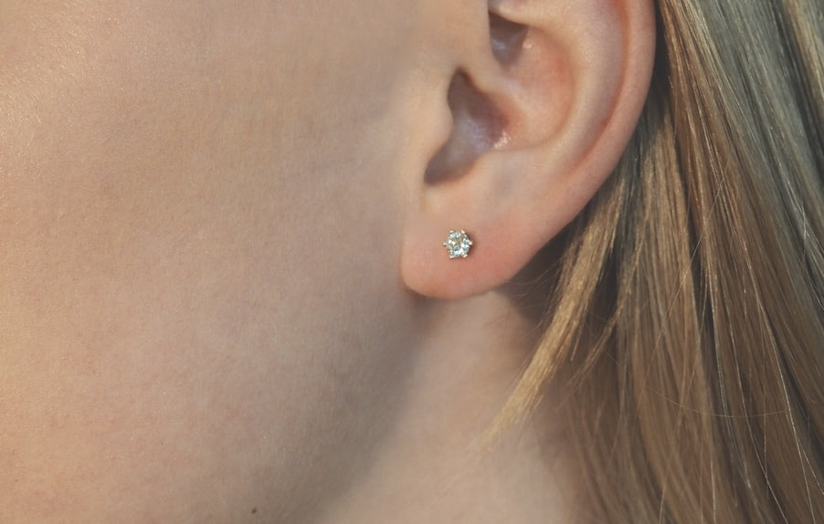 Princess øredobber i gult 585 gull med diamanter TW/SI totalt 0,70 ct.