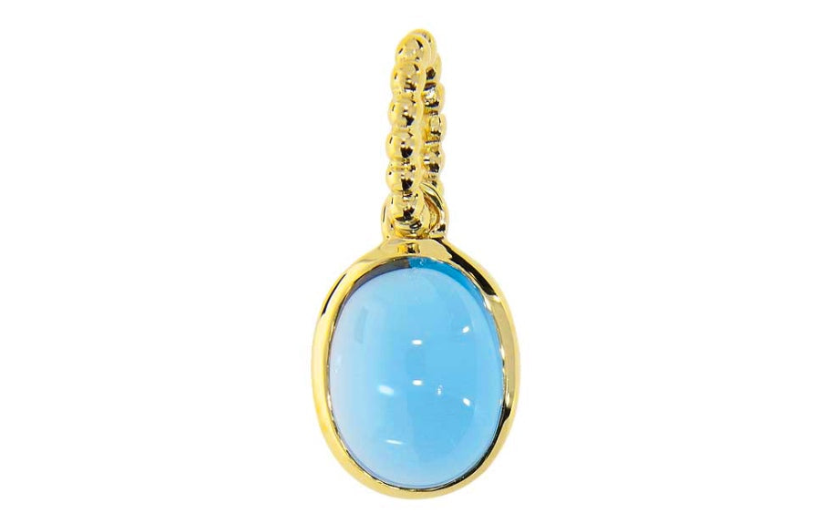 Candy anheng i gult 585 gull med cabochonslipt London blue topas.