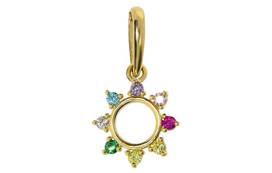 Confetti anheng i gult 585 gull med fargede Cubic Zirconia