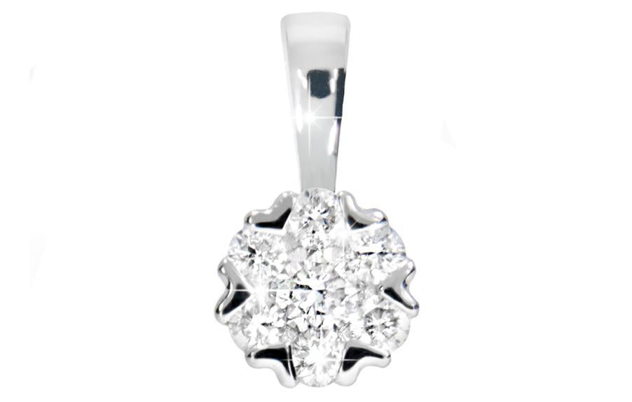 Flora anheng i hvitt 585 gull med diamanter TW/SI totalt 0,11 ct.