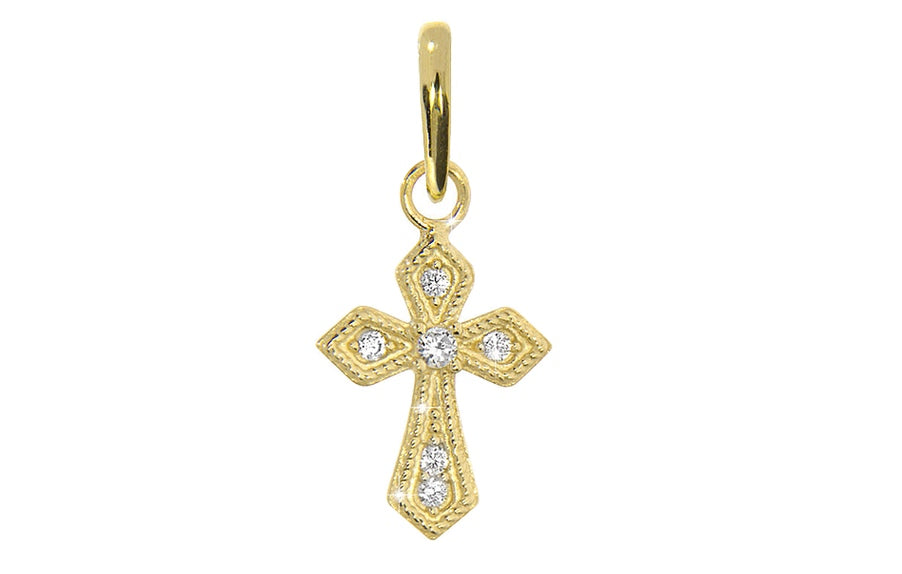 Hope kors anheng i gult 585 gull med Cubic Zirkonia.