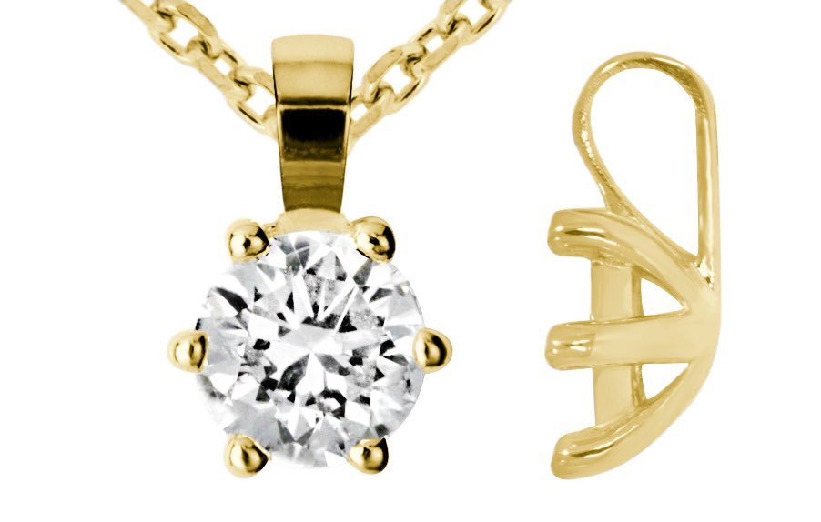 Princess anheng i gult 585 gull med diamant TW/SI 0,20 ct.