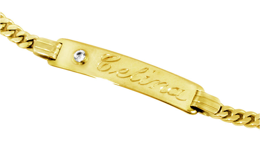 2,8 mm Kraftig Panser med Plate og Cubic Zirkonia 585 (14K) gullarmbånd
