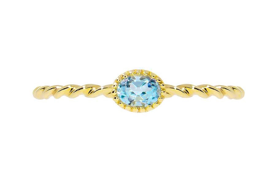 Aqua ring i gult 585 gull med Sky blue Topas.