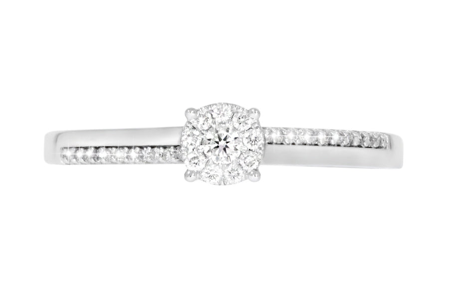 Arianna diamantring i hvitt 585 gull TW/SI totalt 0,15 ct.