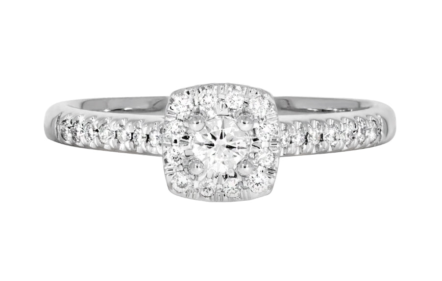 Aurora diamantring i hvitt 585 gull TW/SI totalt 0,40 ct.