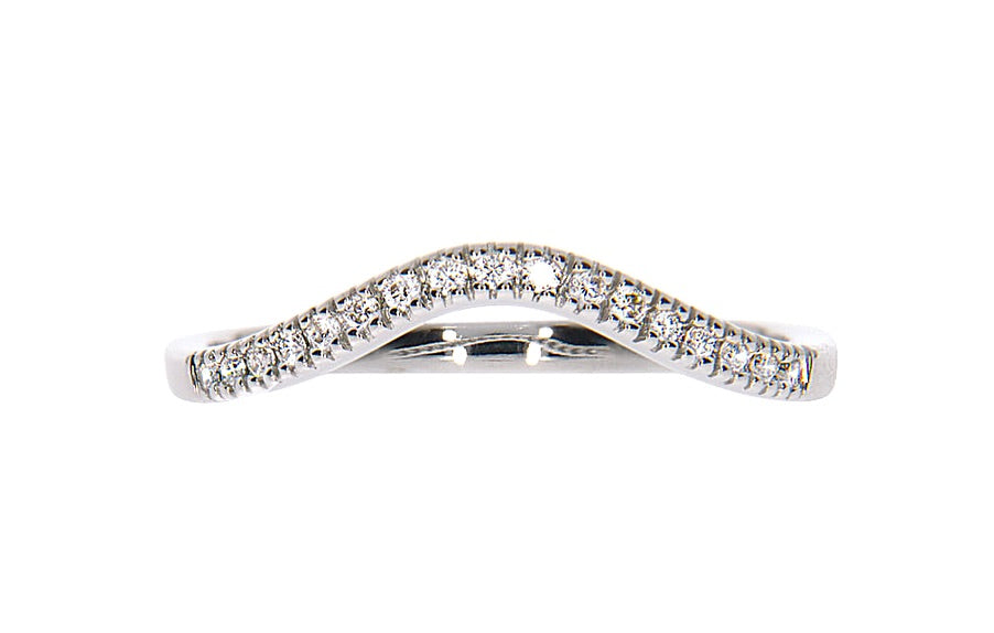 Donna diamantring i hvitt 585 gull W/SI totalt 0,12 ct.