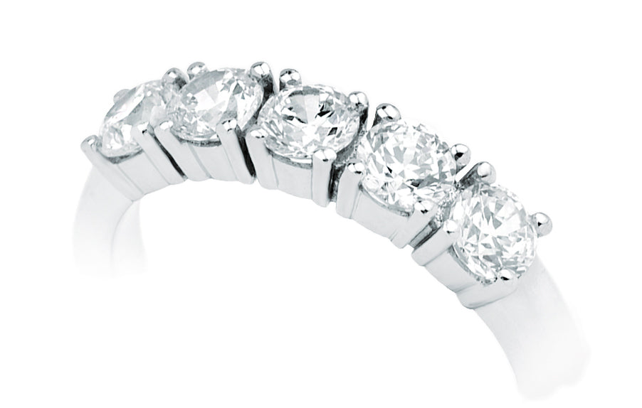 Fidelity 5 alliansering i hvitt 585 gull med diamanter TW/SI totalt 0,45 ct.