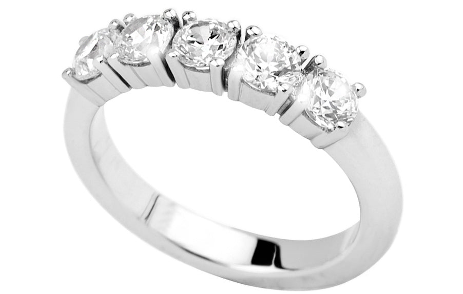 Fidelity 5 alliansering i hvitt 585 gull med diamanter TW/SI totalt 0,75 ct.