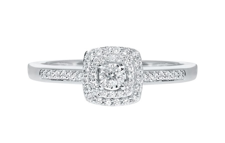 Gloria diamantring i hvitt 585 gull TW/SI totalt 0,19 ct.