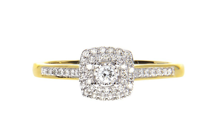 Gloria diamantring i gult 585 gull TW/SI totalt 0,19 ct.