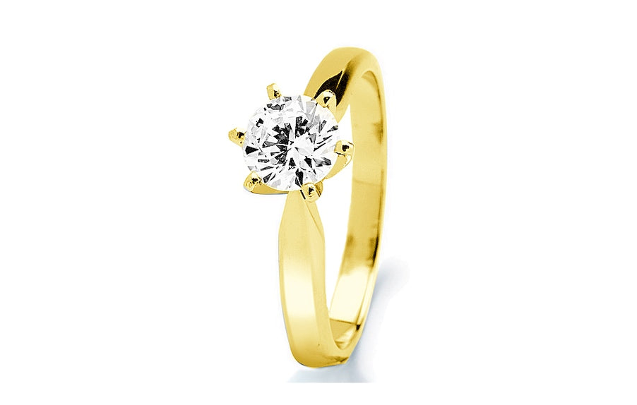 Romans forlovelsesringer i gult 585 gull TW/SI 0,15 ct.