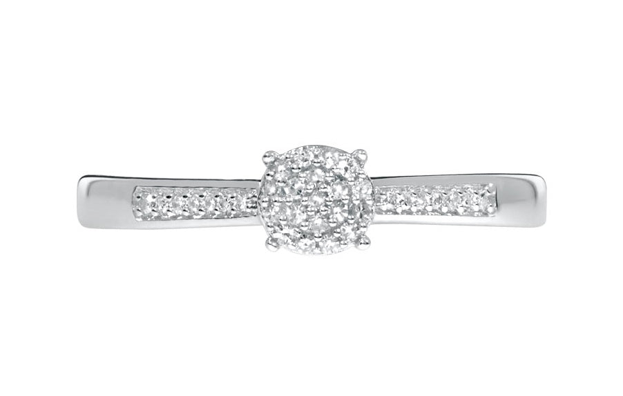 Rosalind diamantring i hvitt 585 gull TW/SI totalt 0,10 ct.