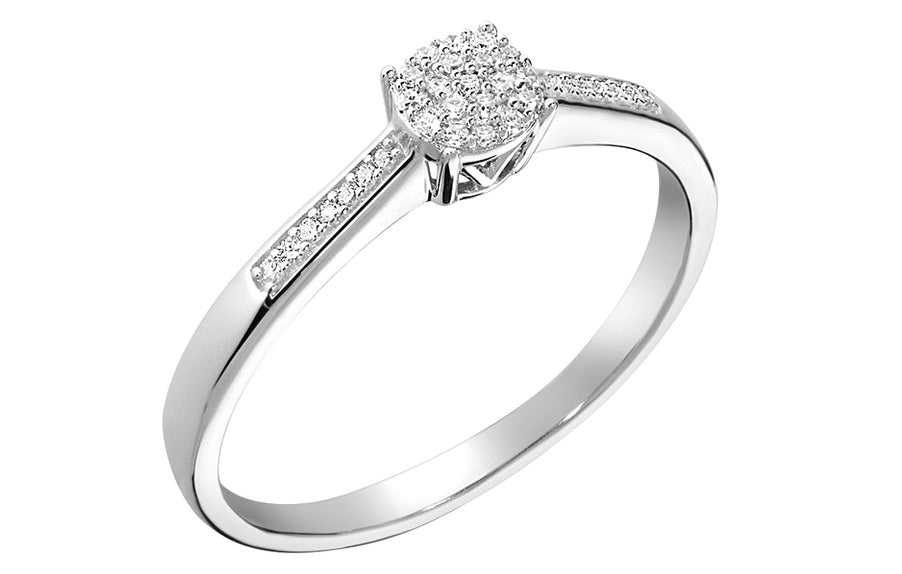 Rosalind diamantring i hvitt 585 gull TW/SI totalt 0,10 ct.