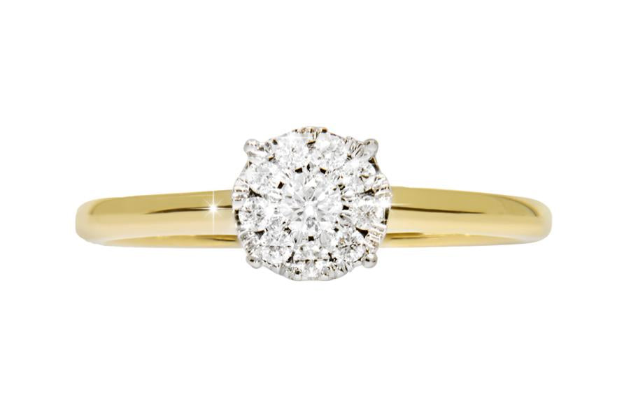 Victoria diamantring i gult 585 gull TW/SI totalt 0,20 ct.