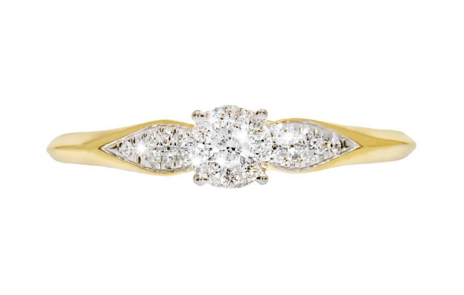 Vivianne diamantring i gult 585 gull TW/SI totalt 0,15 ct.