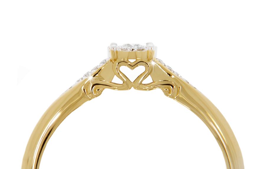 Vivianne diamantring i gult 585 gull TW/SI totalt 0,15 ct.