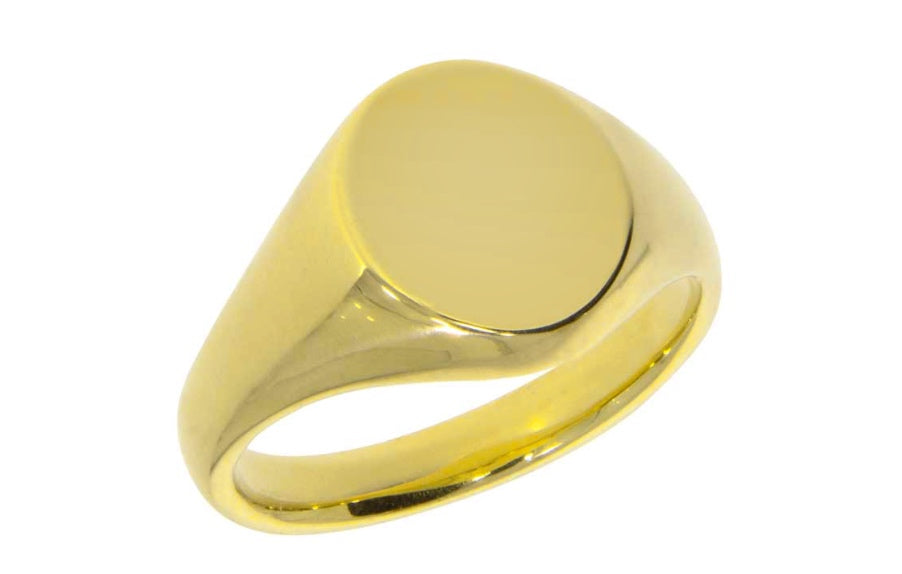 Signetring (Small) 10 x 8 mm, 10g. 750 (18k) gull, Unisex. Massiv. Passer til å fatte stener og å gravere.