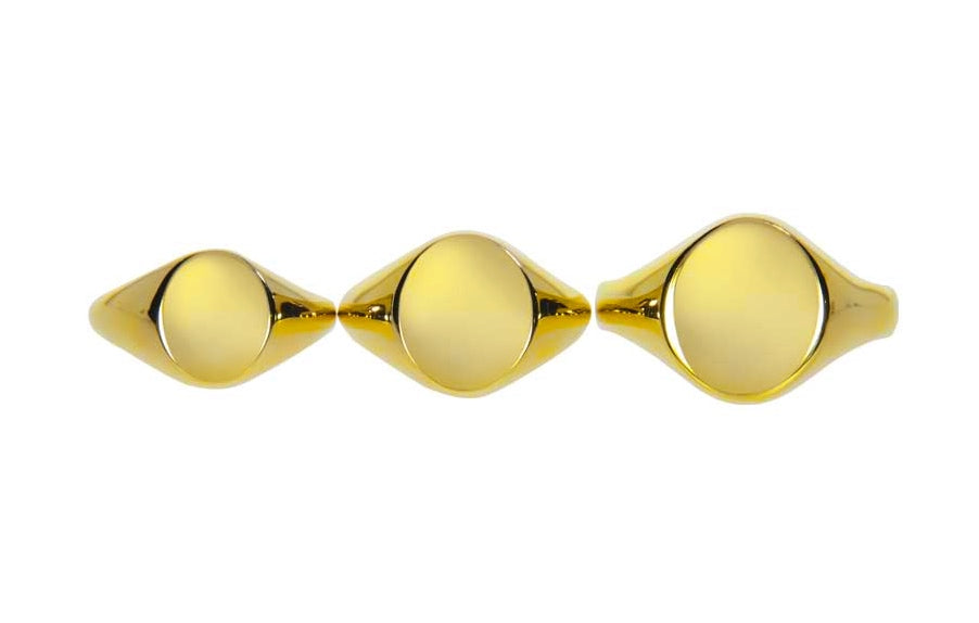 Signetring (Small) 10 x 8 mm, 10g. 750 (18k) gull, Unisex. Massiv. Passer til å fatte stener og å gravere.