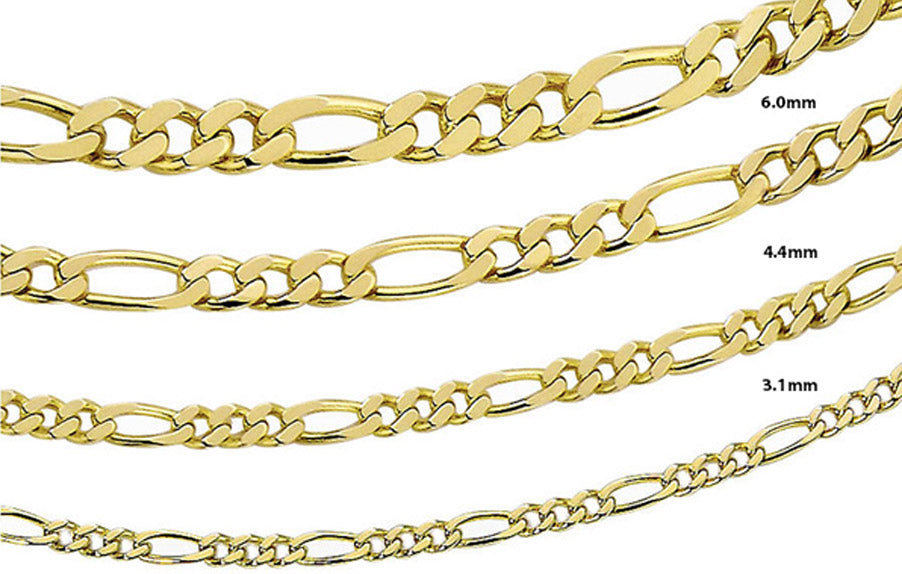 4,4 mm Figaro 585 (14K) gullkjede