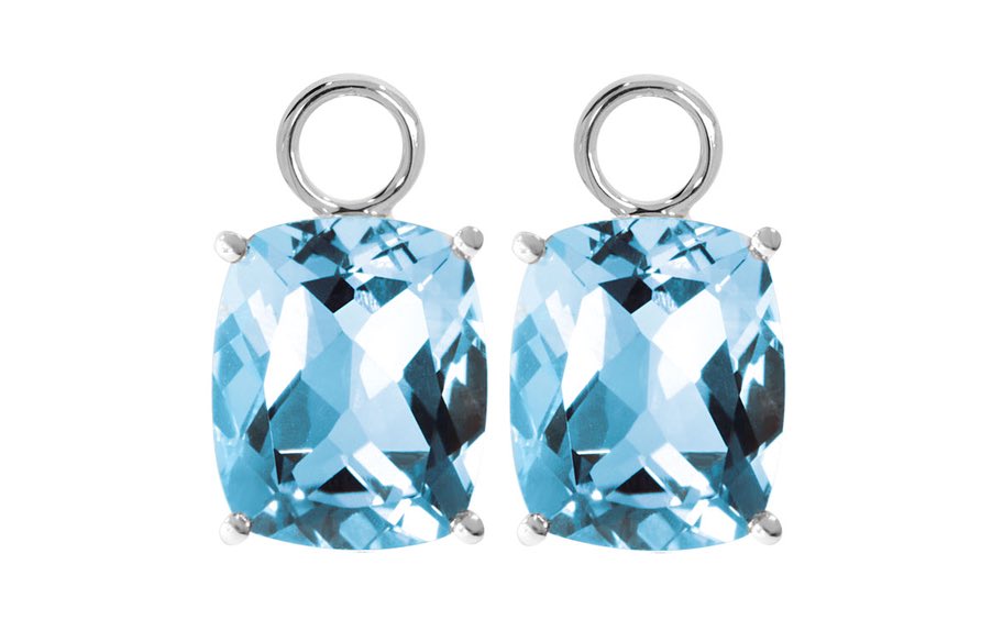 Celeste tilbehør til øredobber i hvit 585 gull med radiantslipt sky blue topas totalt 10 ct.