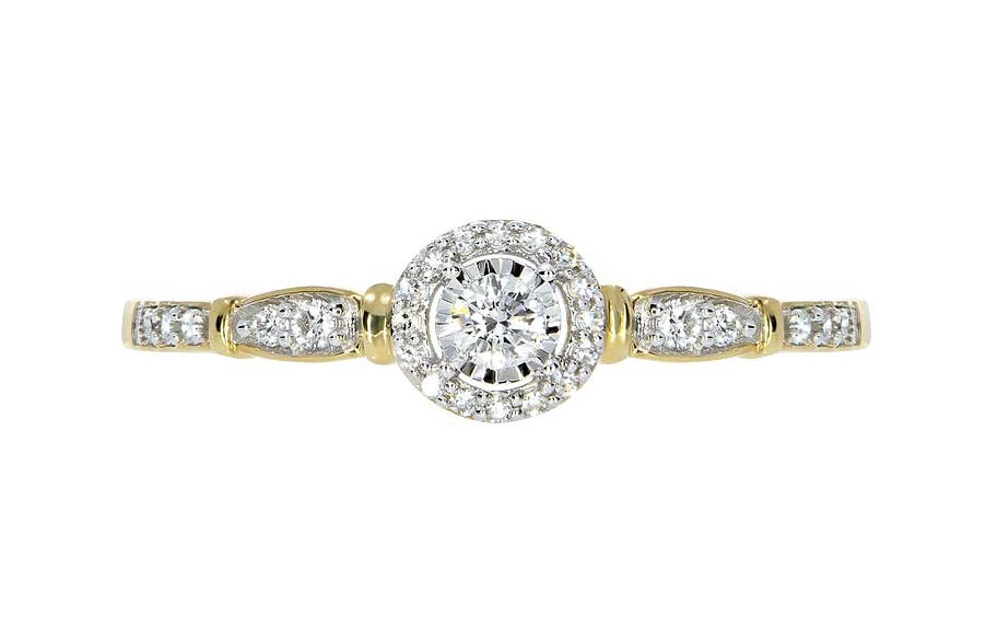 Melinda diamantring i gult 585 gull TW/SI totalt 0,20 ct.