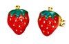 Jordbær øredobber i 585 gull og emalje.