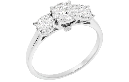 Alexandra diamantring i hvitt 585 gull TW/SI totalt 0,50 ct.