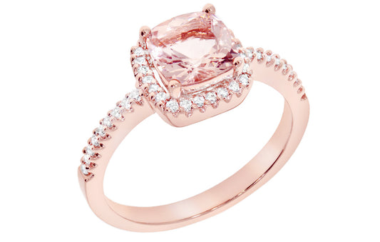 Amarant Rosé diamantring i rosé 585 gull W/SI totalt 0,23 ct. med morganitt 1,3 ct.