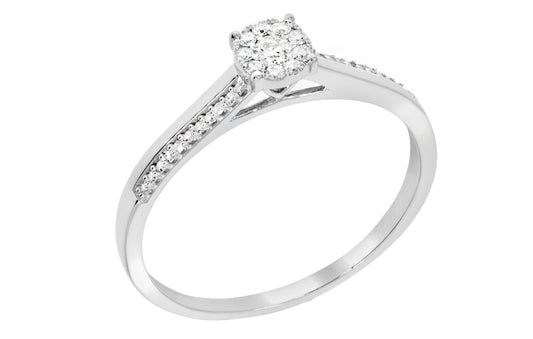 Arianna diamantring i hvitt 585 gull TW/SI totalt 0,15 ct.