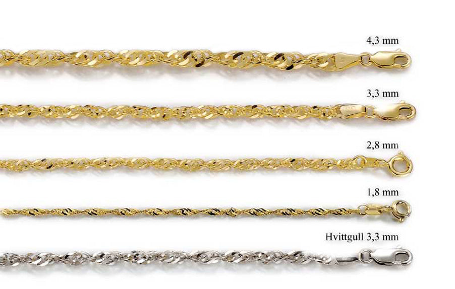 4,4 mm Singapore 585 (14K) gullkjede