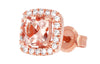 Amarant øredobber i rosé 585 gull med diamanter W/SI totalt 0,20 ct. Morganitt totalt 1 ct.